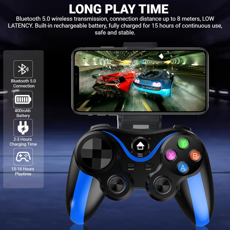 arVin Bluetooth Gamepad Controller for iPhone & Android with Phone Holder, 360 Joystick, 18 Hours Playtime - Image 3